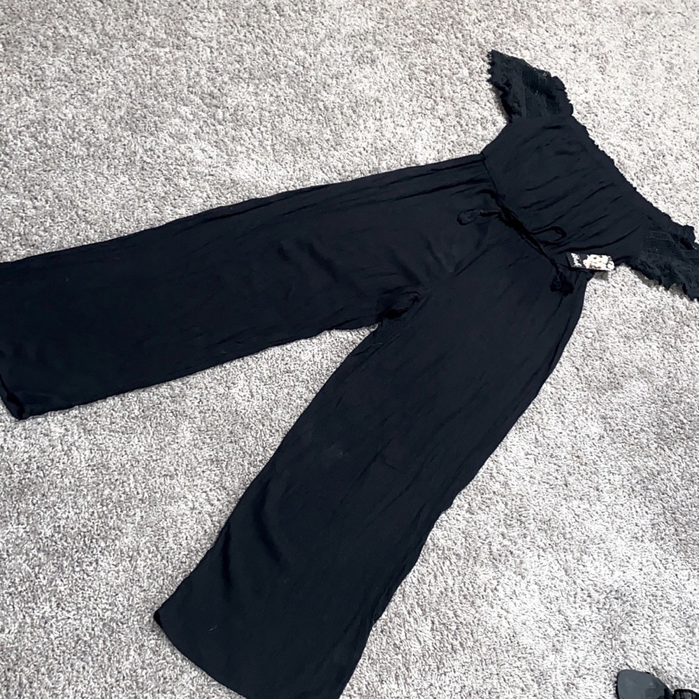 Black Off the Shoulder Pant Jumpsuit